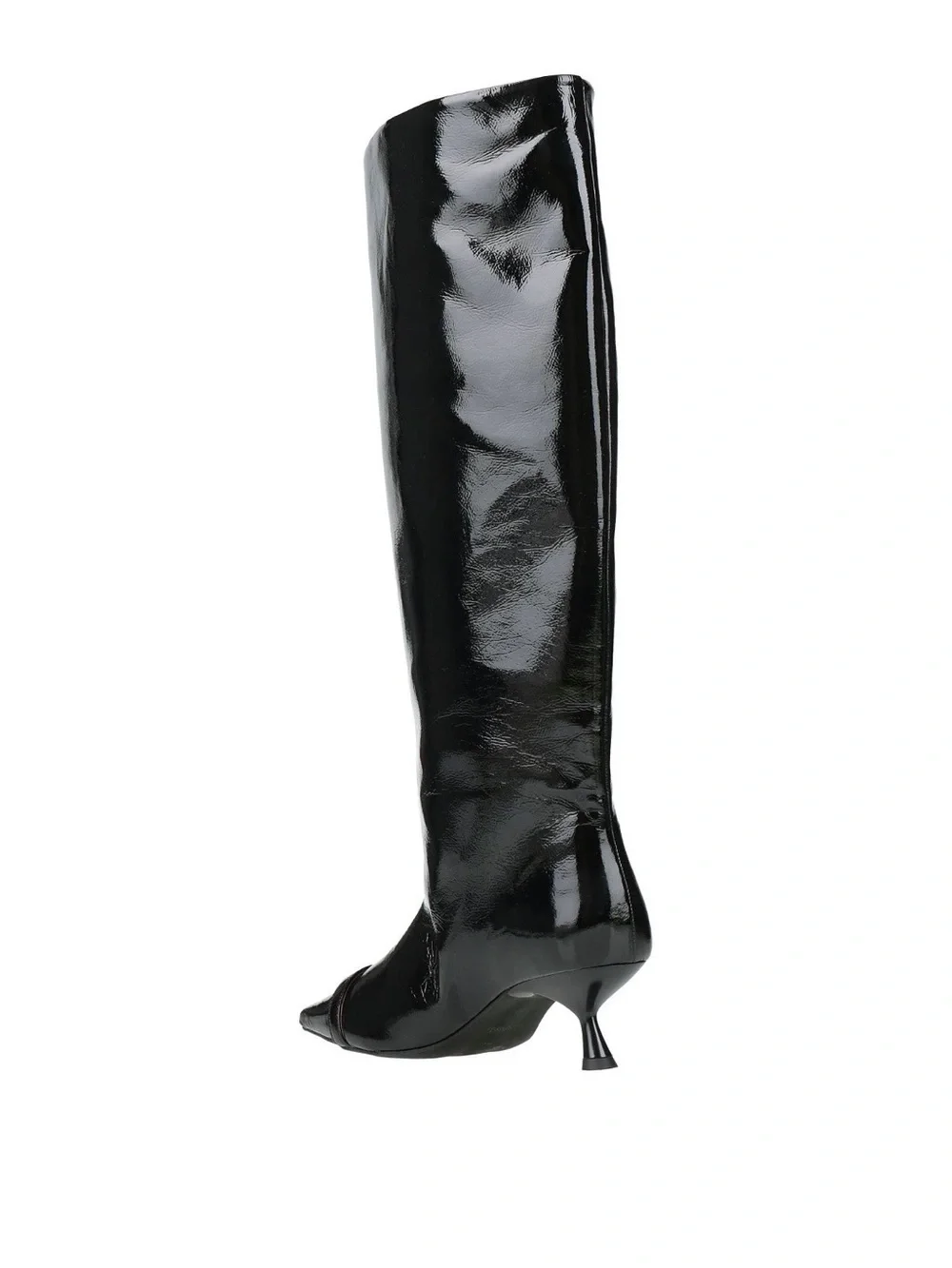 Ganni Black Patent Over-the-Knee Pointed Toe Boot